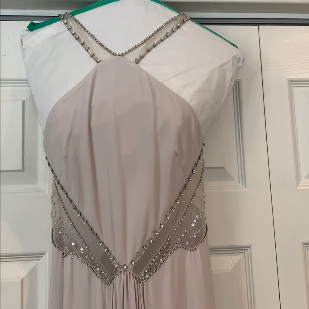 Soft grey floor length dress